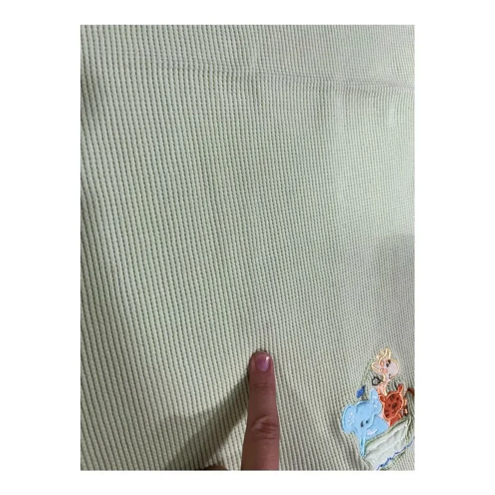 Spasilk Waffle Weave Green Baby Blanket Animals Noahs Ark Tiger Elephant Giraffe